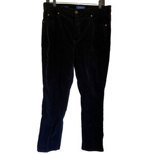 Talbots High Rise Straight Leg Black Corduroy Pants Size 12P Twilight Emo Goth